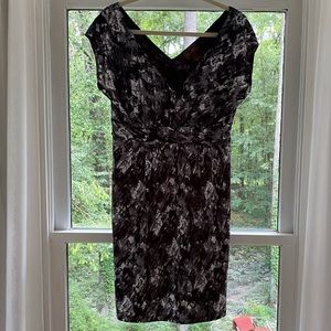 Double V Neck Black White Gray Dress